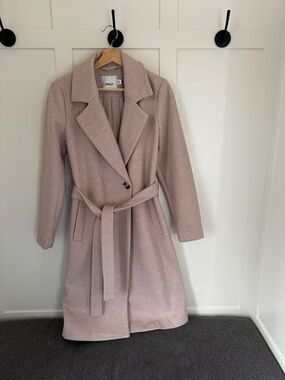 Only Gina Wool Wrap Coat Pink, Soft Blush Jacket, Mid length Dressy Business